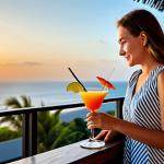 Rooftop Bar at Sunset**

"A fully clothed young woman in a modest sundress enjoys a cocktail at a Seminyak rooftop bar overlooking the ocean at sunset, appropriate attire, safe for work, perfect anatomy, natural proportions, professional photography, high quality, family-friendly. Soft lighting, relaxing atmosphere, distant palm trees."

**