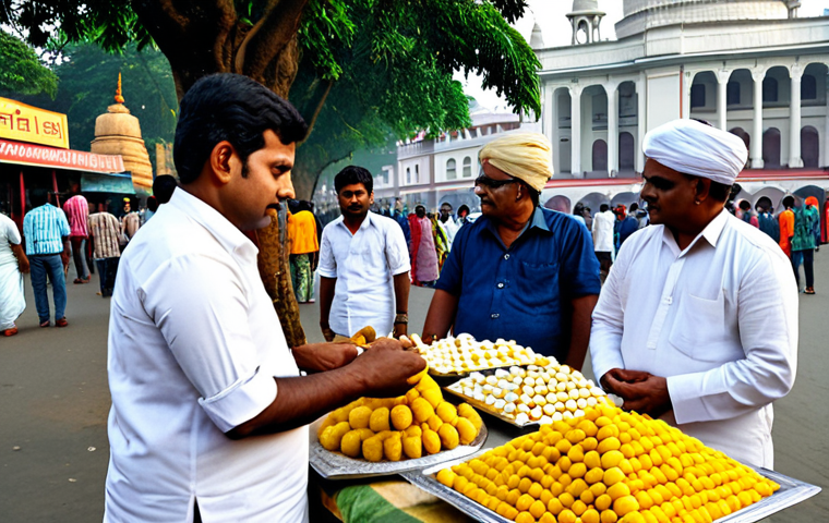 Kolkata - Cultural Hub**
"A vibrant street scene in Kolkata, showcasing its rich cultural heritage. Focus on a bustling market with traditional Bengali sweets like Rosogolla on display. In the background, feature a glimpse of the Victoria Memorial. People are dressed in modest, traditional Bengali attire. Perfect anatomy, correct proportions, natural pose, safe for work, appropriate content, fully clothed, family-friendly, professional photography, high quality."
**