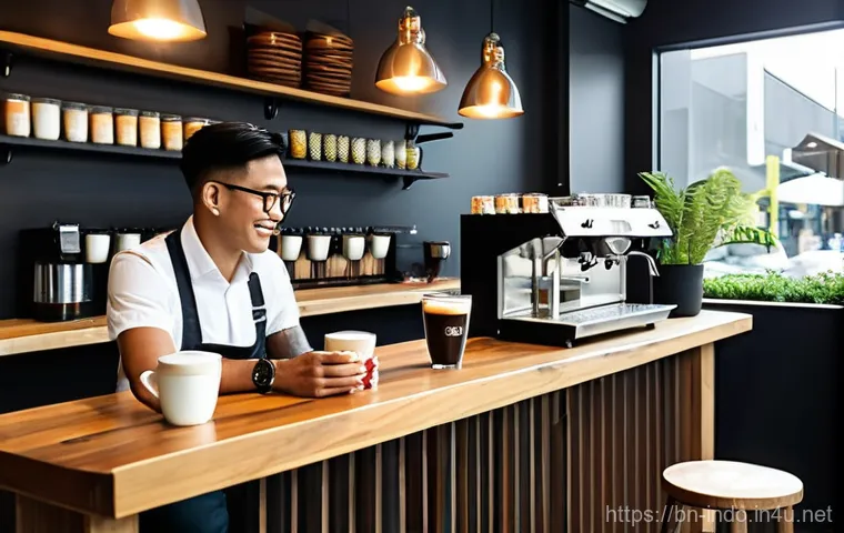 인도네시아 커피 농장 방문 - **Sustainable Indonesian Coffee Processing in Action:** A vibrant and clean scene showcasing various...