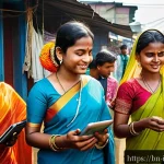 인도네시아 정부 정책 - A vibrant scene of a bustling rural marketplace in Bangladesh, showcasing small and medium entrepren...